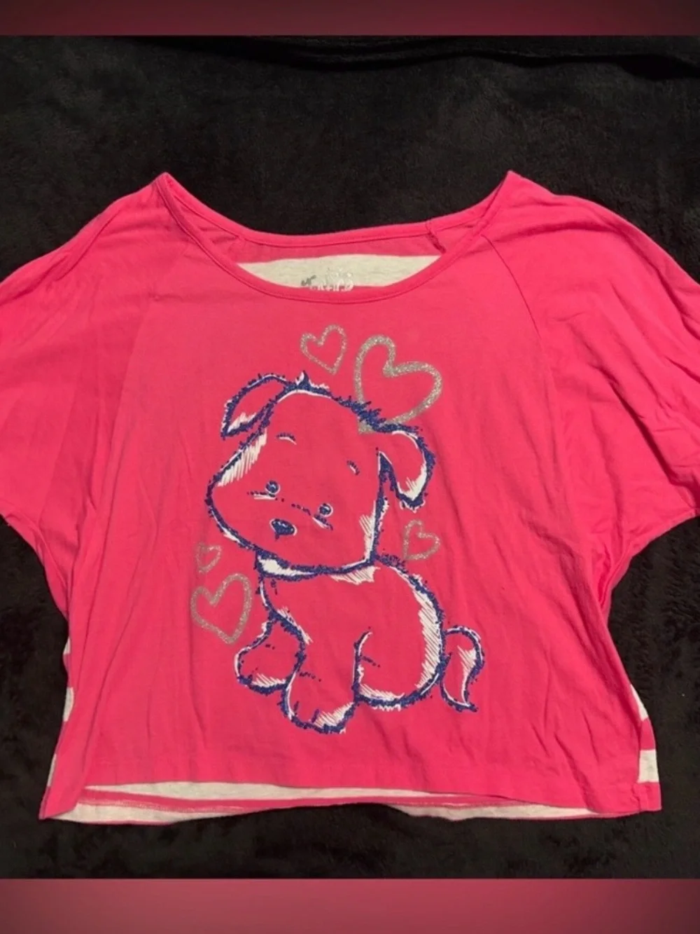 Justice Hot Pink Puppy Heart Graphic Tee